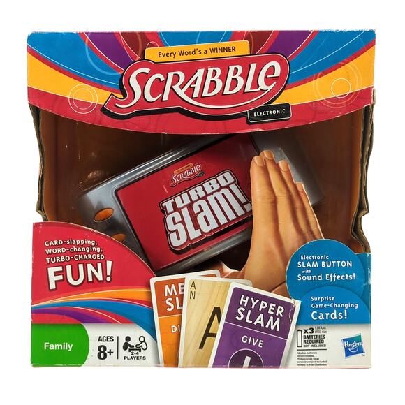 Scrabble Turbo Slam! Game Card Slapping Word Electronic Hans Held Pocket Game - Picture 1 of 6